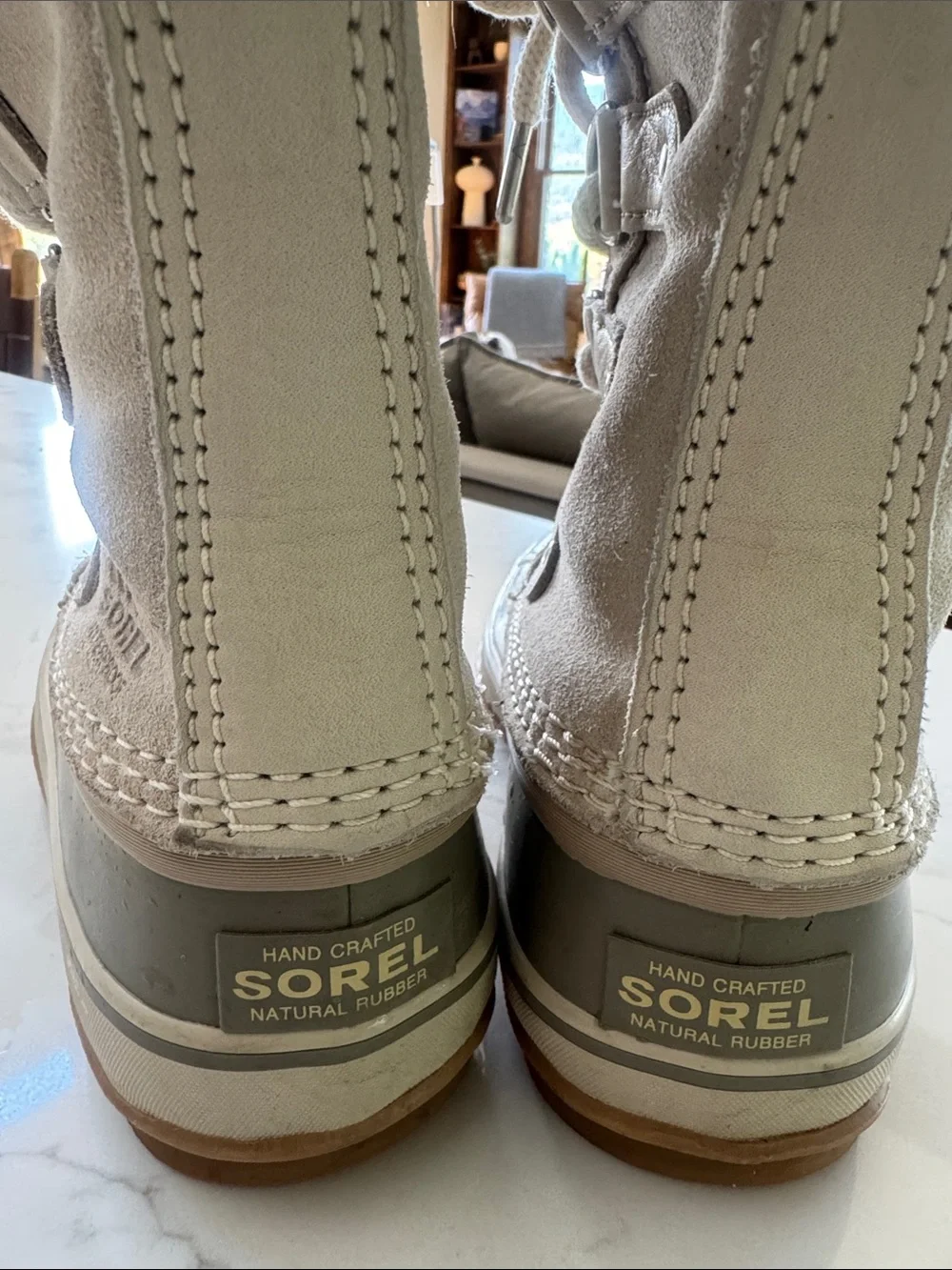 SOREL Joan of Arctic cream suede taupe faux fur waterproof winter snow boots